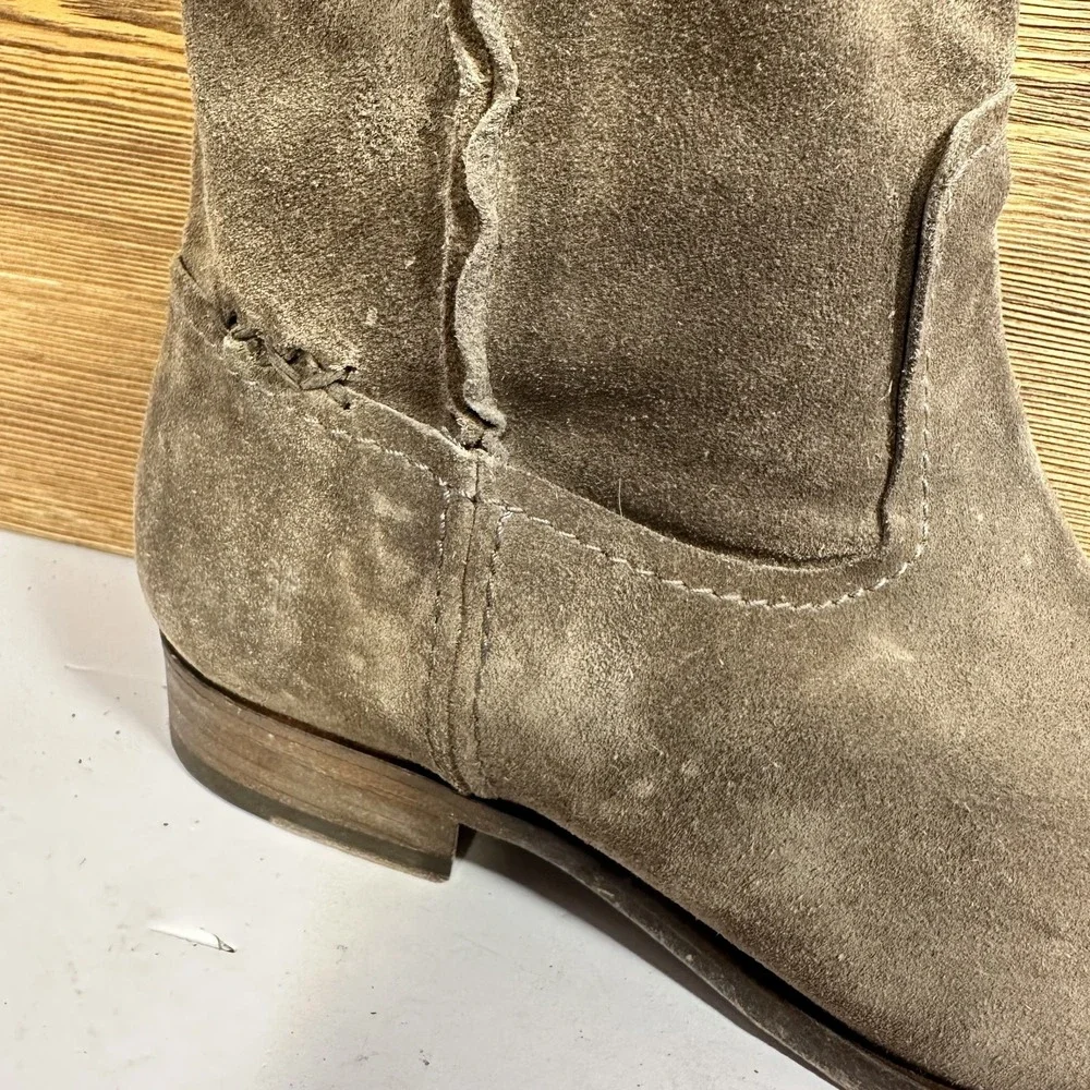 Frye Cara Suede Ankle Boots WMN SZ 7B Tan Western Boho Minimalist Festival 4015